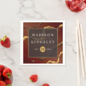 Bourgogne Goud 🌿 Elegante Inky Abstracte bruiloft Servet (Insitu)