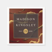 Bourgogne Goud 🌿 Elegante Inky Abstracte bruiloft Servet (Voorkant)