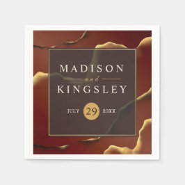 Bourgogne Goud 🌿 Elegante Inky Abstracte bruiloft Servet