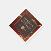 Bourgogne Goud 🌿 Elegante Inky Abstracte bruiloft Servet (Hoek)