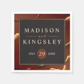 Bourgogne Goud 🌿 Elegante Inky Abstracte bruiloft Servet (Voorkant)