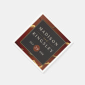 Bourgogne Goud 🌿 Elegante Inky Abstracte bruiloft Servet (Hoek)