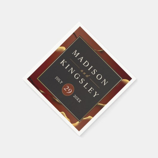 Bourgogne Goud 🌿 Elegante Inky Abstracte bruiloft Servet (Hoek)