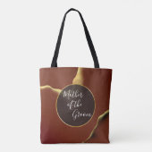 🤵 Bourgogne Goud Elegante Inky Abstracte bruiloft Tote Bag (Achterkant)