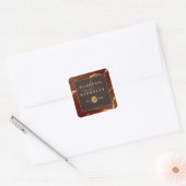 🤵 Bourgogne Goud Elegante Inky Abstracte bruiloft Vierkante Sticker (Envelop)