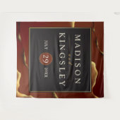 Bourgogne Goud 🌿 Elegante Inky Abstracte bruiloft Wandkleed (Voorkant (horizontaal))