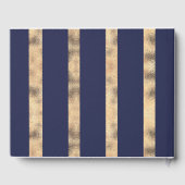 Bourgogne Goud en Navy Bloemen Strepen Bruiloft Gastenboek (Achterkant)
