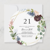 Bourgogne Goud Geometrisch 21e Verjaardagsfeest Kaart (Voorkant)