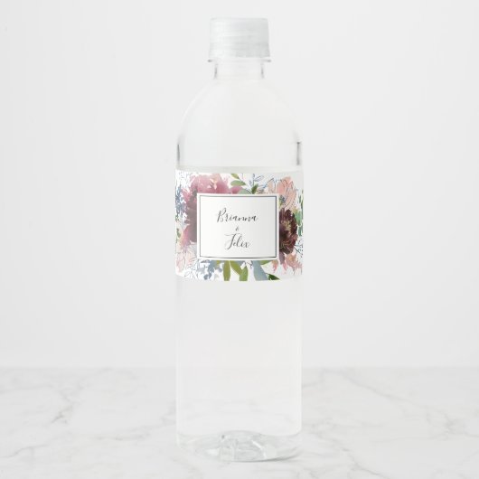 Bourgogne Goud Geometrisch Bruiloft Water Fles Lab Waterfles Etiket (Voorkant)