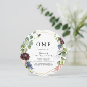 Bourgogne Goud Geometrisch Eerste Verjaardagsfeest Kaart (Staand voorkant)