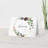 Bourgogne Goud Geometrisch Gevouwen Bruiloft Graci Bedankkaart (Voorkant)