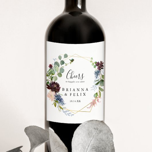 Bourgogne Goud Geometrisch Proost Bruiloft Wijn La Wijn Etiket