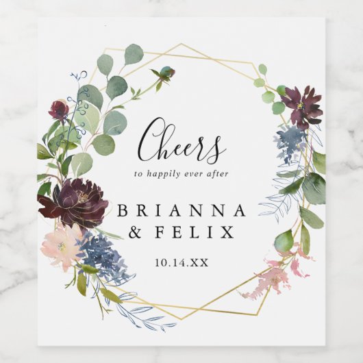 Bourgogne Goud Geometrisch Proost Bruiloft Wijn La Wijn Etiket (Enkel label)