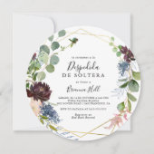 Bourgogne Goud Geometrisch Spaans Vrijgezellenfees Kaart (Voorkant)