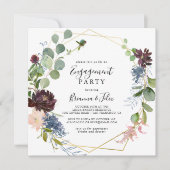 Bourgogne Goud Geometrisch Verlovingsfeest Kaart (Voorkant)