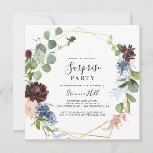 Bourgogne Goud Geometrisch Verrassingsfeest Kaart (Voorkant)