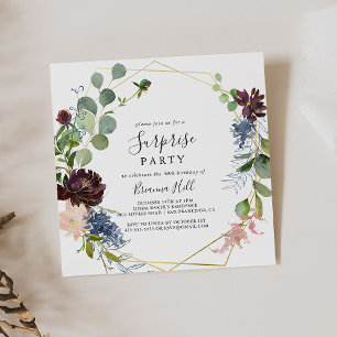 Bourgogne Goud Geometrisch Verrassingsfeest Kaart