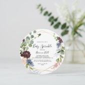 Bourgogne Goud Geometrische Baby Sprinkle Kaart (Staand voorkant)