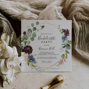 Bourgogne Goud Geometrische Bachelorette Party Kaart