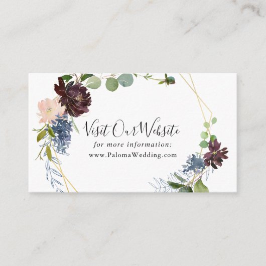 Bourgogne Goud Geometrische Bruiloft Website Informatiekaartje (Voorkant)