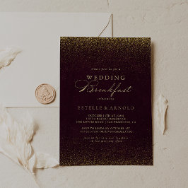 Bourgogne Goud Glitter Bruiloft Ontbijt Kaart