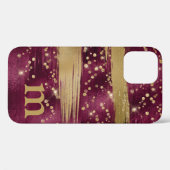 Bourgogne Goud Glitter Script Monogrammed Case-Mate iPhone Case (Achterkant (horizontaal))