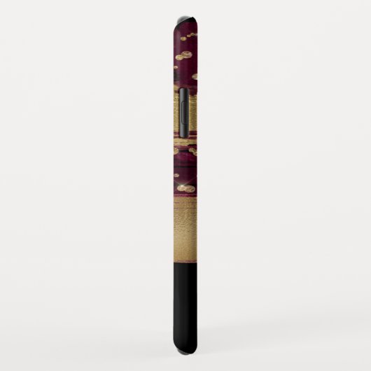 Bourgogne Goud Glitter Script Monogrammed Case-Mate iPhone Case (Achterkant/rechts)