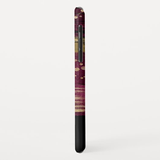 Bourgogne Goud Glitter Script Monogrammed Case-Mate iPhone Case (Achterkant/links)