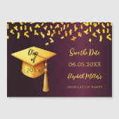 Bourgogne goud Graduation Party Save the Date kaar Magnetische Uitnodiging (Voorkant)