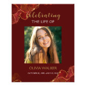 Bourgogne & Goud Groen Begrafenis Welkomstbord Foto Afdruk (Voorkant)