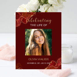 Bourgogne & Goud Groen Begrafenis Welkomstbord Foto Afdruk