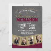 Bourgogne & Goud Krijtbord Filmstrip Afstuderen Kaart (Voorkant)