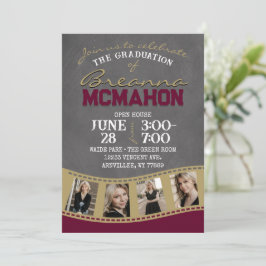 Bourgogne & Goud Krijtbord Filmstrip Afstuderen Kaart