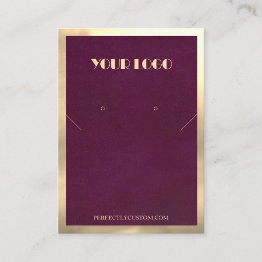 Bourgogne Goud Lijst Modern ketting oorbellen Visitekaartje (Voorkant)