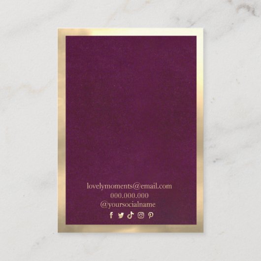 Bourgogne Goud Lijst Modern ketting oorbellen Visitekaartje (Achterkant)