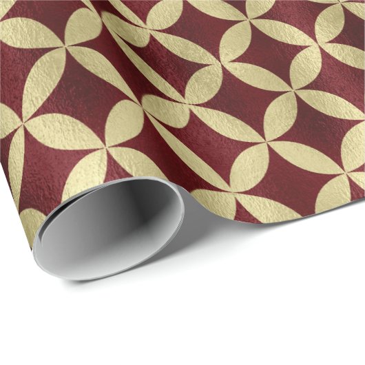 Bourgogne goud metallic peel patroon cadeaupapier (Rol Hoek)