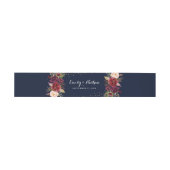 Bourgogne Goud Navy Bloemen Bruiloft Belly Band Uitnodigingen Wikkel (Vlak)