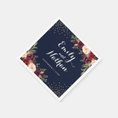 Bourgogne Goud Navy Confetti Bloemen Bruiloft Serv Servetten (Hoek)