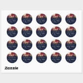 Bourgogne Goud Navy Confetti Bloemen Bruiloft Stic Ronde Sticker (Vel)