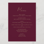 Bourgogne Goud Script Bruiloft Menu (Voorkant)