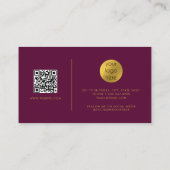 Bourgogne Goud Script QR Code Social Media Visitekaartje (Achterkant)