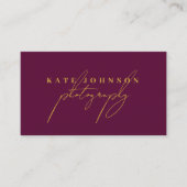 Bourgogne Goud Script QR Code Social Media Visitekaartje (Voorkant)