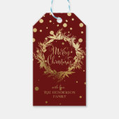 Bourgogne Goud Vrolijk Kerstfeest Eucalyptus krans Cadeaulabel (Voorkant)