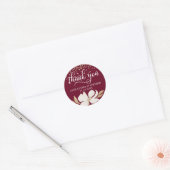 Bourgogne Goud Waterverf Bloemen Bruiloft Dank u Ronde Sticker (Envelop)