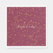 Bourgogne Goud Wit Confetti Stippen Servet (Voorkant)