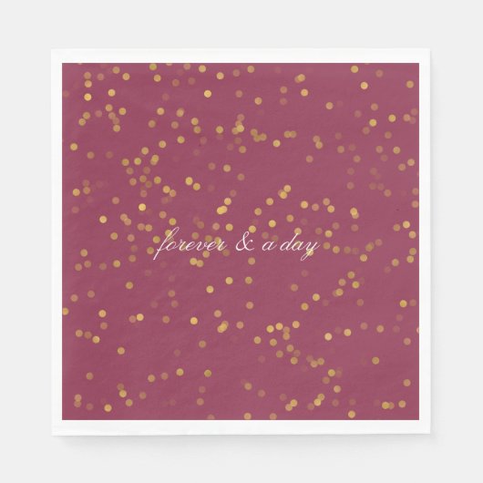 Bourgogne Goud Wit Confetti Stippen Servet (Voorkant)