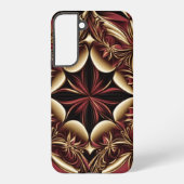 Bourgogne Goud Zwart Damast Bloem Samsung Galaxy Hoesje (Achterkant)