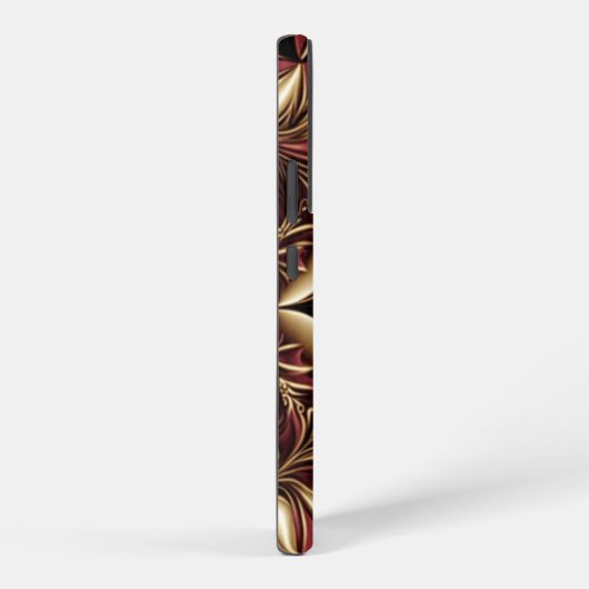 Bourgogne Goud Zwart Damast Bloem Samsung Galaxy Hoesje (Rechterkant)