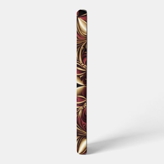 Bourgogne Goud Zwart Damast Bloem Samsung Galaxy Hoesje (Linkerkant)