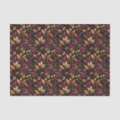 Bourgogne Goud Zwarte Waterverf Botanicals Bloemen Tissuepapier (Voorkant)